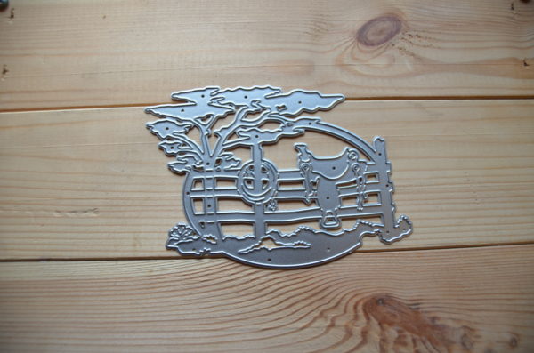 Plaque métal pour véhicule/vitre - selle western sur barrière (26)